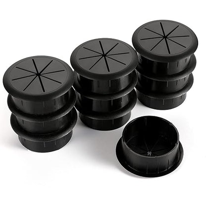 HYCC 10 Pack 2 Inch Flexible Desk Grommet,Organize Wires and Cables on Office Equipment, Computer Components, Entertainment Systems Effectively - Color: Black