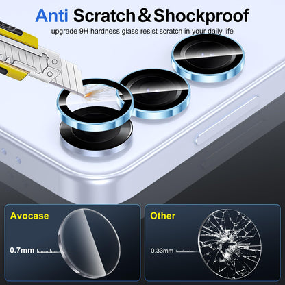 Avocase for Samsung Galaxy S25 Plus Camera Lens Protector, Individual Metal Ring Tempered Glass Lens Cover, [Strong Adsorption] Scratch Resistant Ultra-Thin HD Clear Lens Cover, 1 Set-Blue Ring