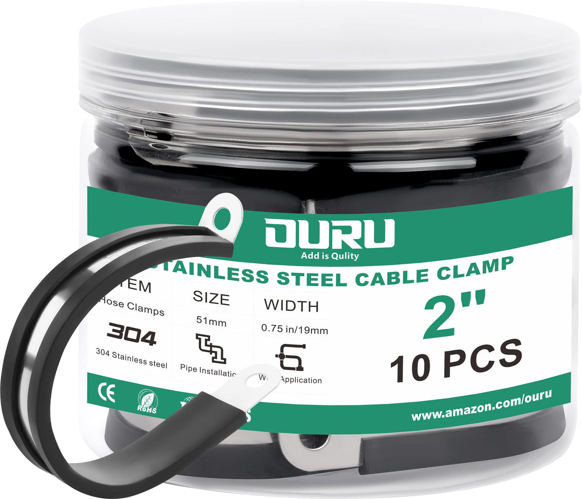 OURU 5/16 Inch Cable Clamps, Rubber Coated Insulated Clamps, 30pcs, 8mm