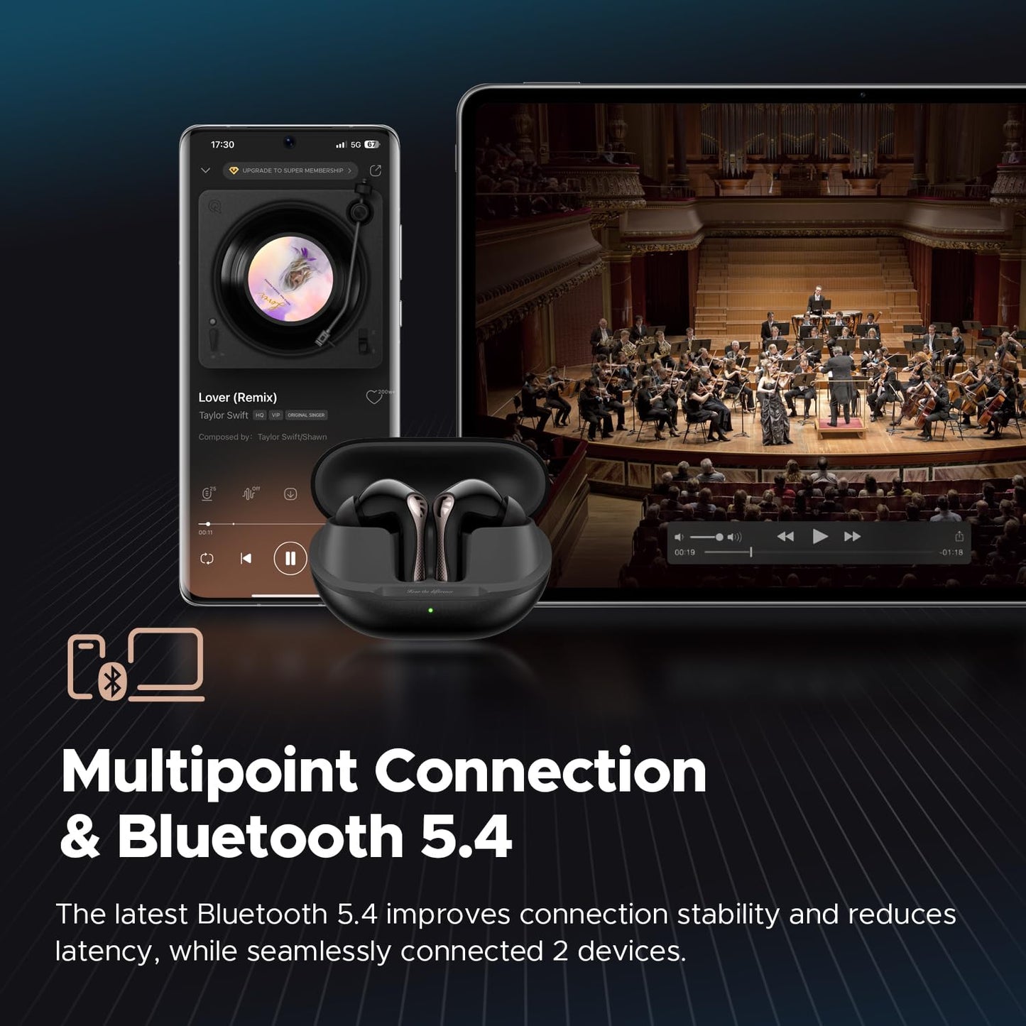 SoundPEATS Air5 Pro Wireless Earbuds, LDAC & aptX Lossless, Adaptive ANC
