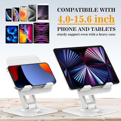 OCYCLONE for iPad Stand for Desk 360 Rotating Adjustable Portable Monitor Tablet Holder, White