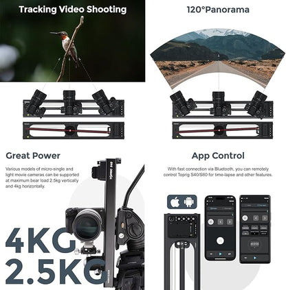 Accsoon Toprig S60 Motorized Camera Slider App Wireless Control Carbon Fiber Dolly Rail Slider Support IME Lapse Photography