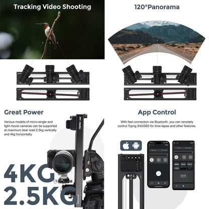 Accsoon Toprig S40 Motorized Camera Slider 40cm/16 App Wireless Control Carbon Fiber Dolly Rail Slider Support IME Lapse Photography
