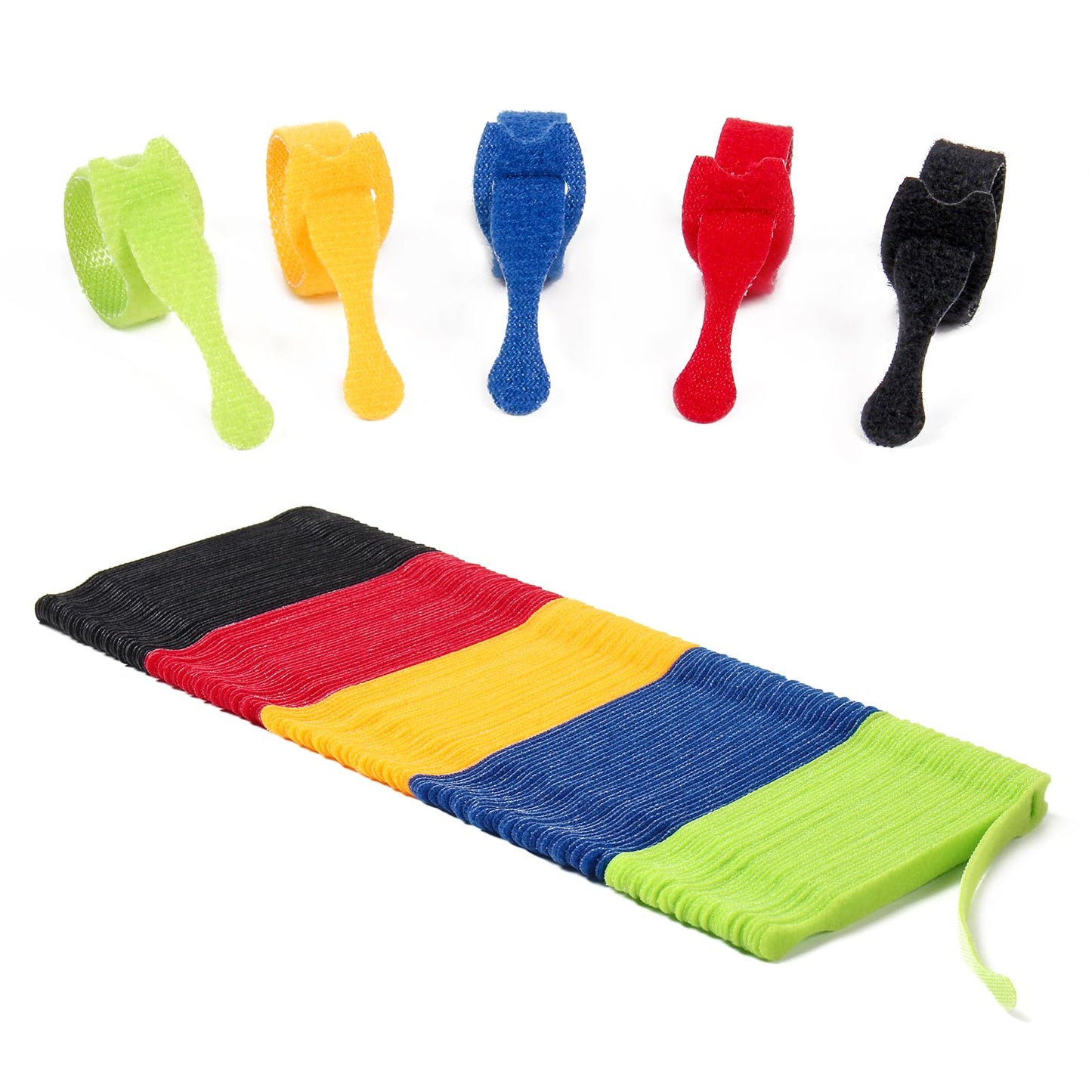 OneLeaf 180Pcs Reusable Cable Ties with Hook and Loop, 4 Inch Wire Ties