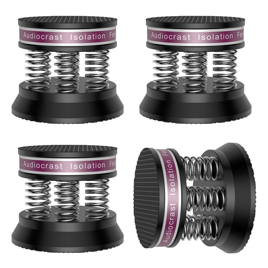 Tertullus 4pcs Spring Speaker Feet Isolation Foot 43mm×38.5mm Stand HiFi Aluminum Shock Absorber Isolation Pads Turntable Dac Feet Pad(Black)