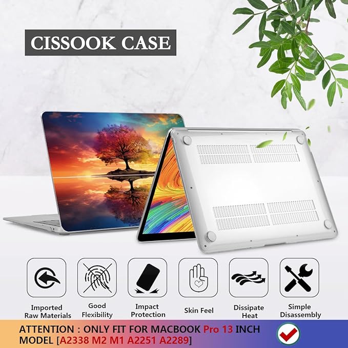 CISSOOK Compatible with MacBook Pro 13 inch Case 2025-2020 Release Model M2 M1 A2338 A2251 A2289, Protective Plastic Hard Shell Case Cover for MacBook Pro 13-inch with Touch Bar, Tree Landscape