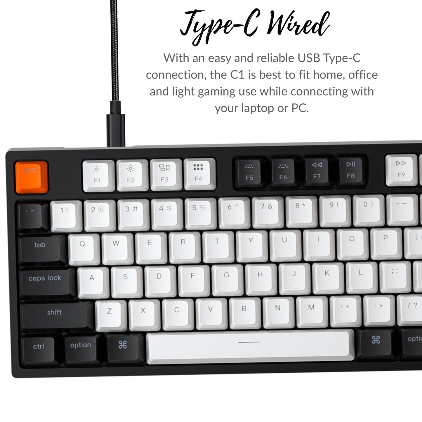 Keychron C1 Wired Mechanical Keyboard TKL, RGB Backlit with Double-Shot ABS Keycaps, 87 Keys Hot-Swappable Pre-lubed Tactile Switch Compatible with Mac Windows