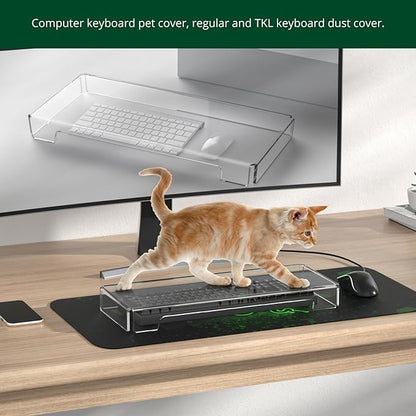 BOSSCASA Acrylic Computer Keyboard Cover, Mechanical Keyboard Dust Cover PC Keyboard Cat Protector, Cat Keyboard Protector (2 Pack, Clear)