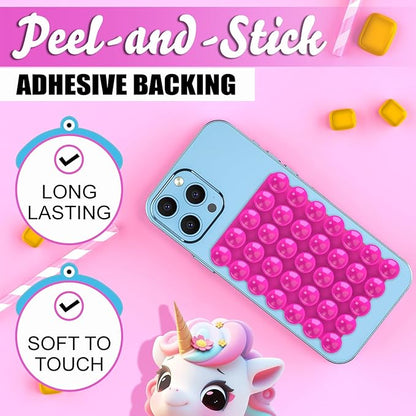 2024 Upgrade 2PCS Silicone Suction Cup Phone Case Adhesive Mount,Adhesive Grip, Sticky Suction Cup Phone Holder & Suction Phone case Holder TikTok & Selfies (Hot Pink, 5x7 Single Sided)