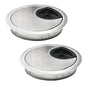 2 Pcs Desk Grommet 3-1/8" / 80 mm, Desk Cord Hole Cover, Cable Grommet Metal Zinc Alloy Materilal, Desk Hole Grommet for Home & Office Pc, Detachable Cable Cord Organizer-Brushed Silver