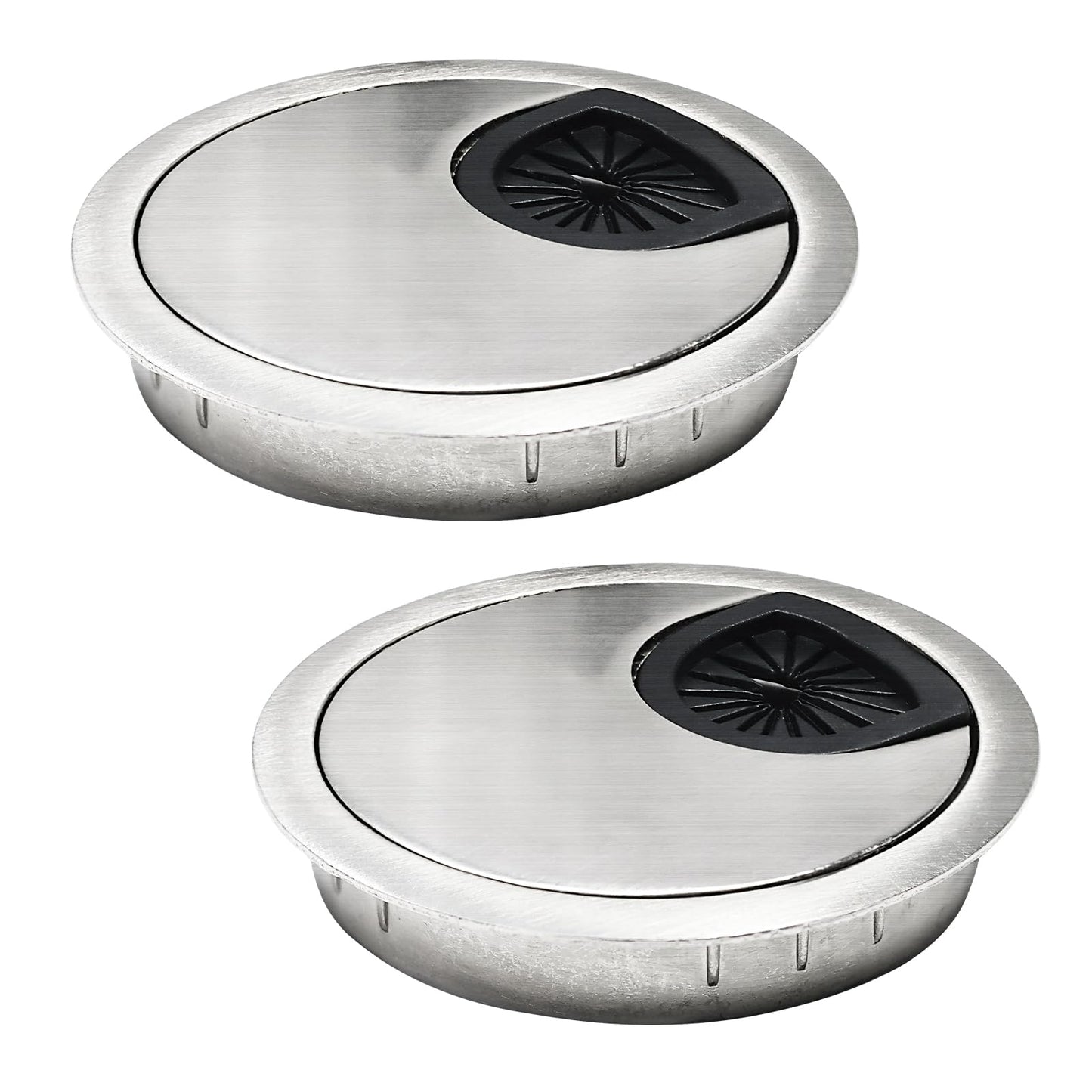 EASYEAH 2 Pcs Desk Grommet 2-3/8" / 60 mm, Desk Cord Hole Cover, Cable Grommet Metal Zinc Alloy Materilal, Desk Hole Grommet for Home & Office Pc, Detachable Cable Cord Organizer-Brushed Silver