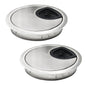 EASYEAH 2 Pcs Desk Grommet 2-3/8" / 60 mm, Desk Cord Hole Cover, Cable Grommet Metal Zinc Alloy Materilal, Desk Hole Grommet for Home & Office Pc, Detachable Cable Cord Organizer-Brushed Silver
