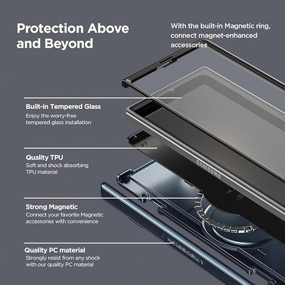 VRS DESIGN Terra Guard Modern for Galaxy Z Fold 7 (2025) – Magnetic Phone Case with Built-in Screen Protector, Rugged Dual Layer Protection & Spring-Loaded Hinge Cover (Matte Black)