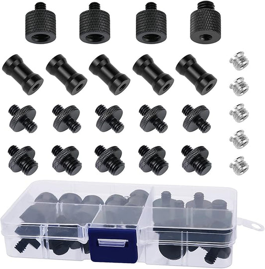 Frgyee 24 Pcs Camera Screw Adapter Set - 1/4 to 3/8 Tripod Mount Converter for Camera, Monopod, Ballhead, Flash Light Stand