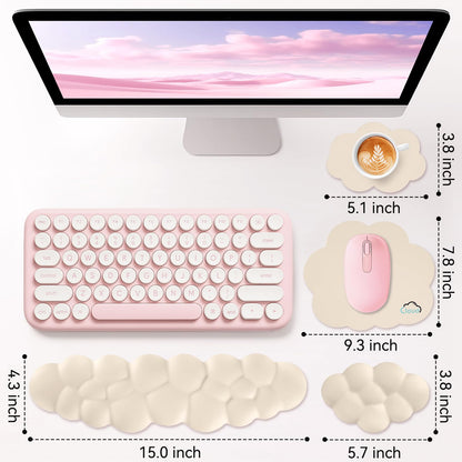 Sushret Cloud Wrist Rest for Computer Keyboard and Mouse Pad Set, Beige