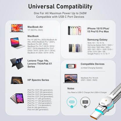 USB C to USB C Cable 10ft 240W 2-Pack USB 2.0, Type C Charging Cable for iPhone 15, Samsung Galaxy S23, MacBook Pro 2020, iPad Pro, iPad Air 4, Pixel and More. Black+Pink