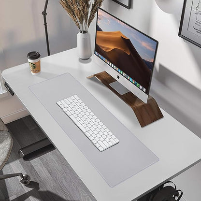 ALOANES Silvery Waterproof Desk Mat, Large Mouse Pad with Extended Mouse Mat, with Anti Slip Base, Stitched Edge, Grain Jacquard Surface, Perfect for Gamer, Office & Home, 3XL(15.74''x35.43''x0.12'')