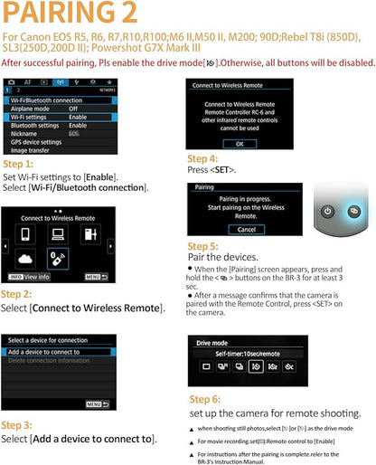 for Canon Wireless Camera Remote Control - Aodelan Rechargeable Shutter Release with OLED Screen for R3/ R10/ M50/ EOS M6 Mark II/R/RP /90D /6D Mark II /R5/T7i/G7 X Mark III;Replaces BR-E1 (Black)
