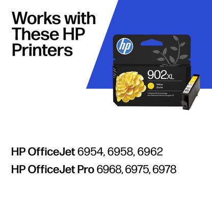 HP 902XL Yellow High-Yield Ink Cartridge | Works with OfficeJet 6950, 6960, Pro 6960, 6970 Series | T6L86AN