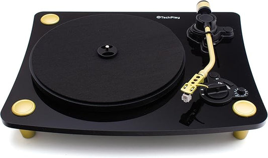TechPlay Ghost, 2 Speed Belt Driven Turntable with Bluetooth Broadcast. Connects to Your Bluetooth Speakers wirelessly. (Black)