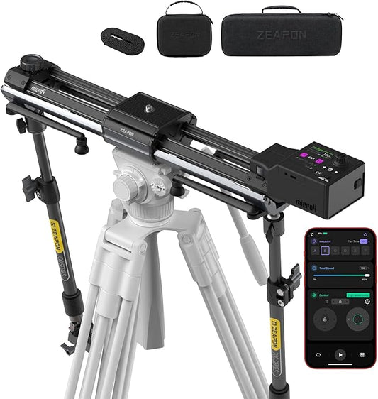 Zeapon Micro4 E700 Double Distance Motorized Camera Slider, High-Speed Low Noise Motor 10-26Lbs Payload, 30''/77cm Compact Slider with Carrying case, LCD Screen, App Control, Smooth Damping Design