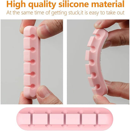 Pink Desk Cable Organizer - 5 Pack (7-5-3-1-1 Slots) Cord Clips for Cord Management, Cleans Up Messy Wires at Home, Car and Office
