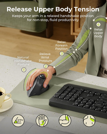 seenda MOU-302 Wireless Bluetooth Ergonomic Vertical Mouse with Volume Knob