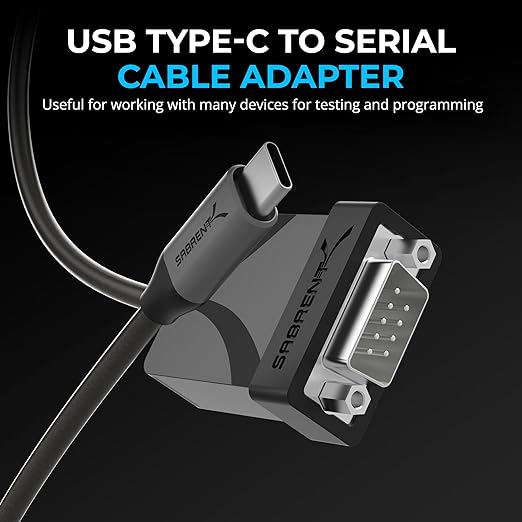 SABRENT USB-C to DB9 Serial RS-232 Adapter Cable, 6ft (CB-D9C6)
