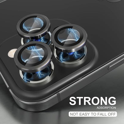 Choiche [3+1 for iPhone 14 Pro/iPhone 14 Pro Max Camera Lens Protector, 9H Tempered Glass Camera Cover Screen Protector Metal Ring Decoration Accessories (Black)