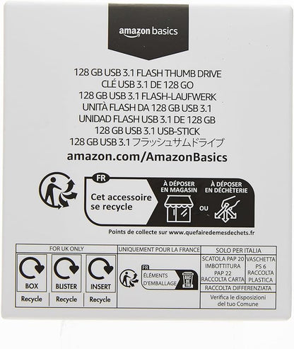 Amazon Basics 128 GB Ultra Fast USB 3.1 Flash Drive, Black