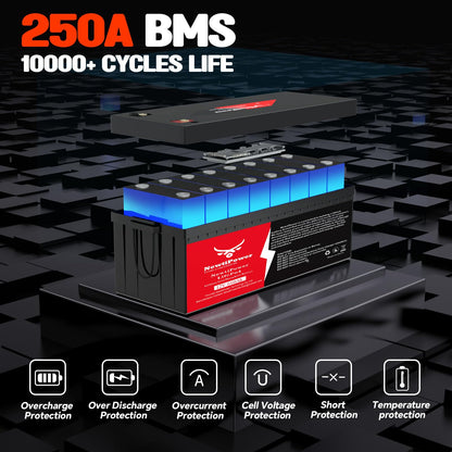 12V 660Ah Lithium LiFePO4 Battery with 250A BMS Grade A Cells Deep Cycle Rechargeable Battery,10000+ Cycles,Perfect for Golf Cart,Off Grid Applications (12.8V 660Ah-BLU)