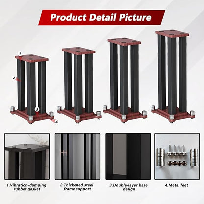 A Pair of Universal Speaker Stands, Heavy Duty Speaker Stands Holds Bookshelf Speaker Satellite Speaker Large Speaker, Vibration-Absorbing MDF Design, Holds 88lbs Speaker (Teak, 70cm/27.5in)