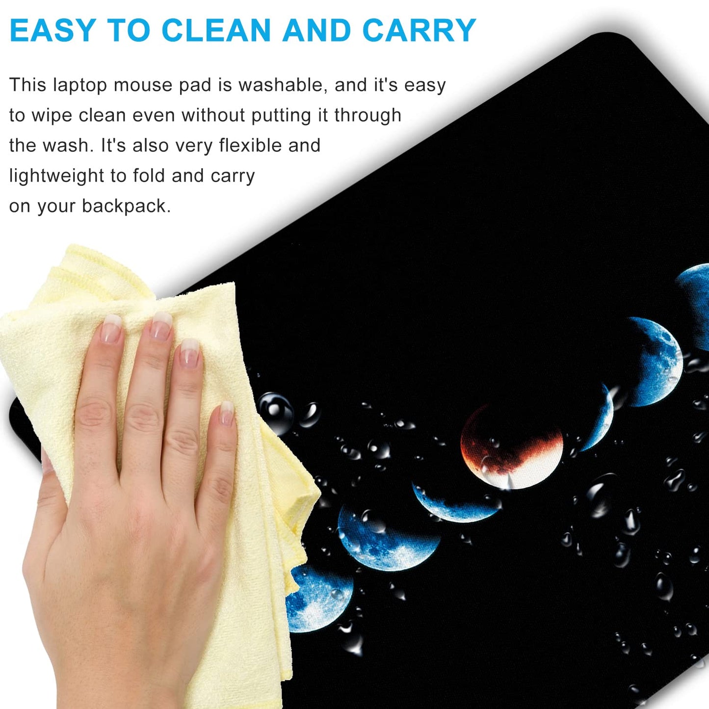SHALYSONG Moon Phase Mouse Pad, 9.5"x7.9" Non-Slip 3mm Small Mousepad