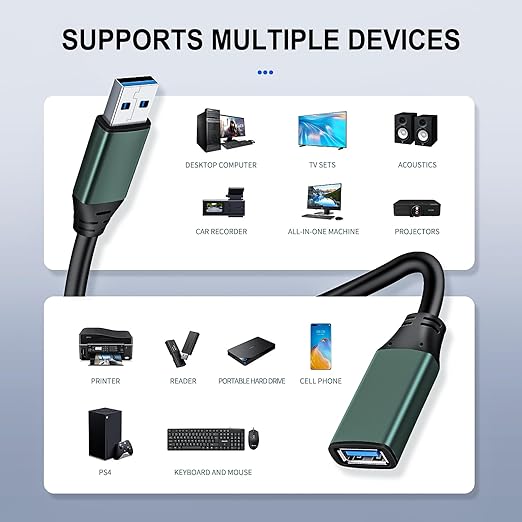 Kumiho 10Ft USB 3.0 Extension Cable Active Type A Male to A Female for PlayStation, Xbox, Keyboard, Mouse, USB Flash Drive, Printer, Camera and More