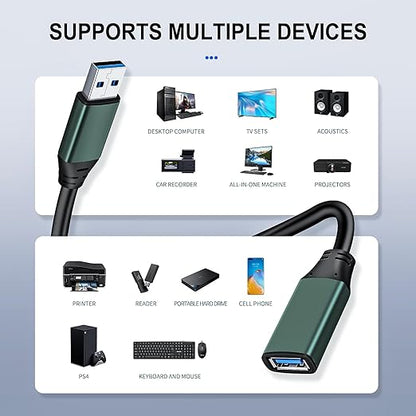 Kumiho 50FT USB 3.0 Extension Cable with Extension Chipsets Signal Booster Active Type A Male to A Female for PlayStation, Xbox, Keyboard, Mouse, USB Flash Drive, Printer, Camera and More