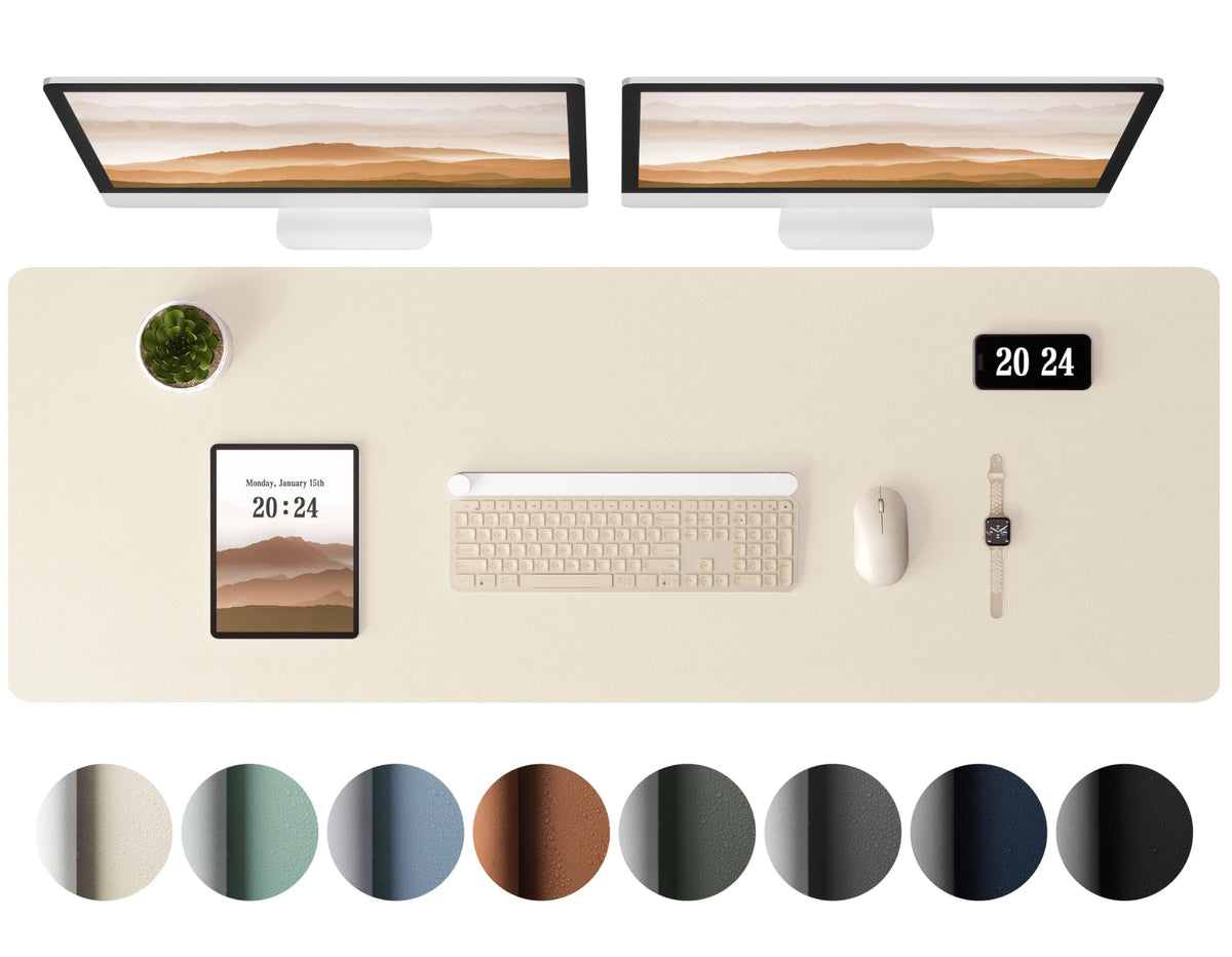 Aothia Leather Desk Pad Protector, Office Desk Mat, Large Mouse Pad, Laptop Desk Pad, Non-Slip PU Leather Desk Blotter, Waterproof Desk Writing Pad for Office and Home (Olive Green, 47" x 17")