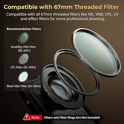 SMALLRIG 75mm HD Master Macro Lens, T-Mount Lens for iPhone, for Samsung, for Huawei, for Xiaomi, Macro Photography Phone Camera Lens Attachment - 4588