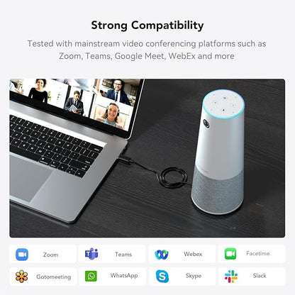 NUROUM C20(2nd Gen) HD Conference Webcam, 1080P Video Conferencing Camera with Microphone and Speaker, All in One Computer Camera for Desktop, 13ft Voice Pickup, AI Noise-Cancellation, USB Plug&Play