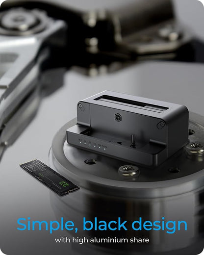 M.2 NVMe & SATA SSD/HDD Hard Drive Docking Station, ICY BOX USB-C 10Gbps M.2 NVMe&SATA Cloner&Reader, Dual Bay Hard Drive cloner for 2.5"/3.5" SSD&HDD Hard Drives, 2 Way Offline Cloning Clone Station