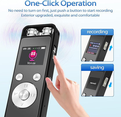 128GB Digital Voice Recorder with Playback - Voice Activated Recorders for Lectures/Meetings/Interviews, 9300Hours Audio Recorder Device, Dictaphone Tape Recorder Portable Mini with USB and Mp3 Player