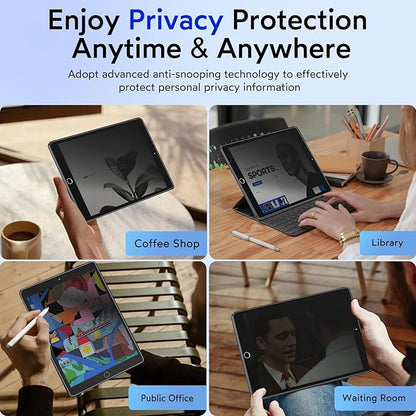 MOBDIK Privacy Screen Protector Compatible with iPad 9th / 8th / 7th Generation 10.2 Inch (2021/2020 / 2019), Anti Spy, 9H Tempered Glass, EZ Kit 1 Pack