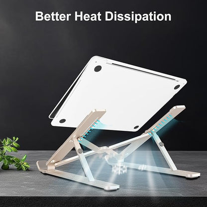 weourwe Ergonomic and Foldable Laptop Stand for Desk, Adjustable Riser, Fits All Laptops and Notebooks up to 17,Ultra-Thin,Ventilated Cooling,ABS+Silicone,Starlight.