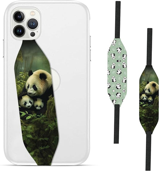 Switchbands Animal Print Phone Grip Strap – Reversible Elastic Strap, Drop Protection, Adhesive-Free, Arthritis Friendly Easy-Hold, Wireless Charging Compatible, Universal Fit – Pandamodium