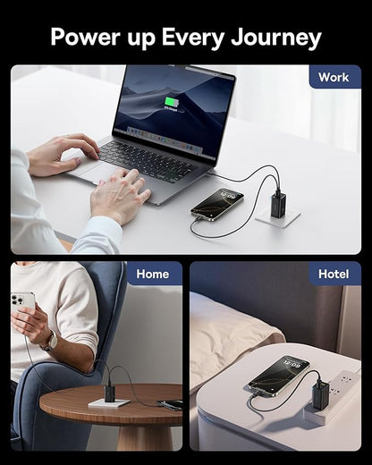 Baseus 2 Pack 65W USB C Charger Block, PPS 3-Port Fast Compact Foldable USB C Charger for MacBook, iPad Pro, Galaxy S24, iPhone 16/15 and More Series