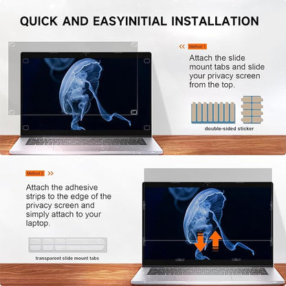 Mamol Laptop Privacy Screen 14 Inch Compatible with Lenovo/HP Envy/Dell/Acer/Asus/Thinkpad, 16:9 Aspect Removable Anti Glare Blue Light Privacy Screen Filter, Computer Monitor Security Shield 14 In