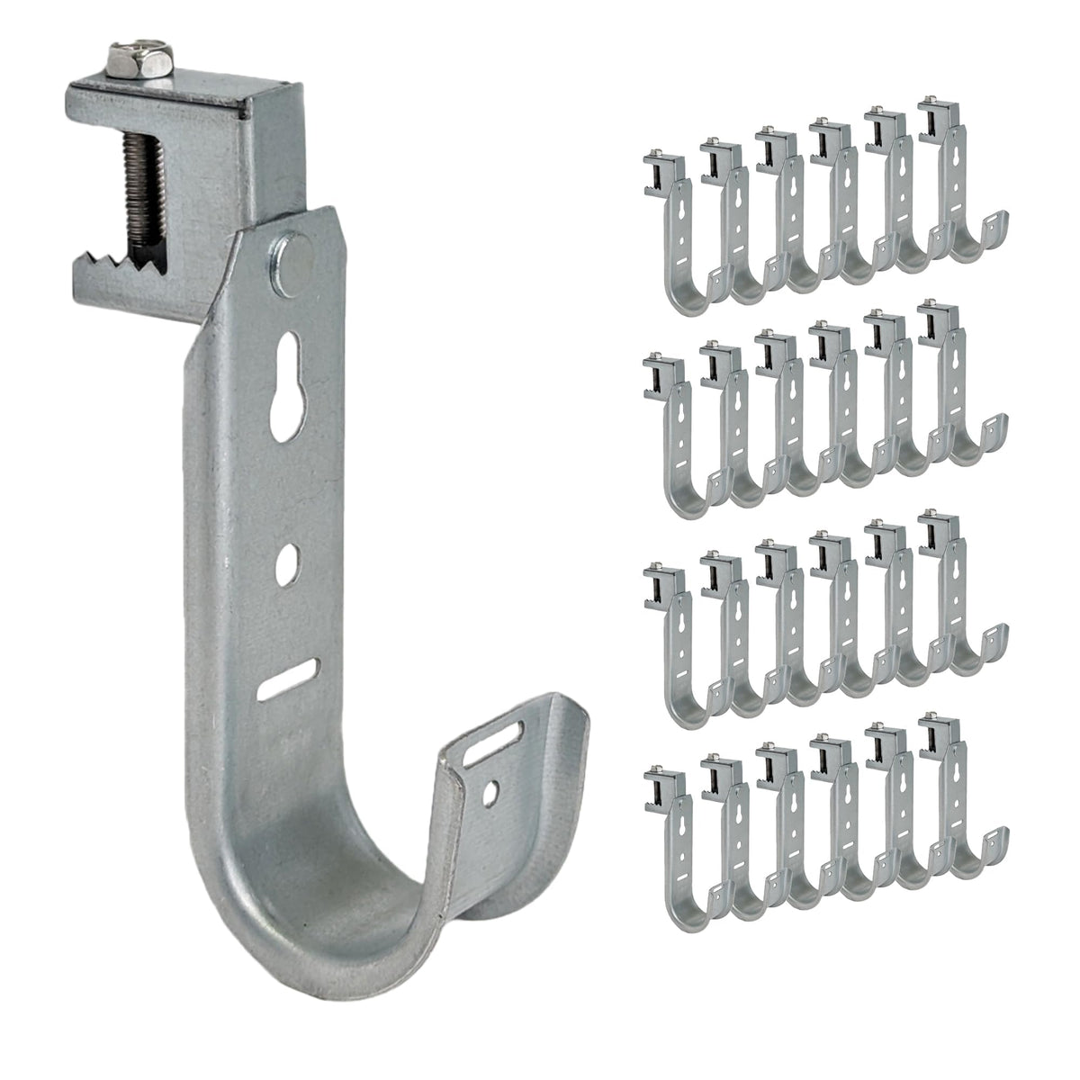 ICC 4-Inch Ceiling J Hook Cable Management Hook, Retainer Clip, 25-Pack