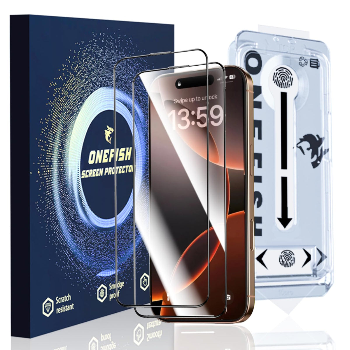 OneFish Full Edge Coverage Tempered Glass Screen Protector for IPhone 12 Pro Max 6.7 inch 2 Pack Edge Reinforcement, Self-Aligning Installation, Case Friendly Privacy Screen Protectors