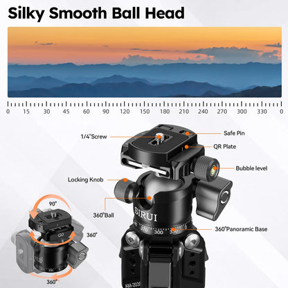 SIRUI Aluminum Alloy Desktop Tripod, 1.9lbs Mini Lightweight Tripod with Low-Profile Ball Head, Compact Design, 33lbs Load, 16.7" Max Height, for DSLR, Mirrorless Camera, Phone, Vlogging
