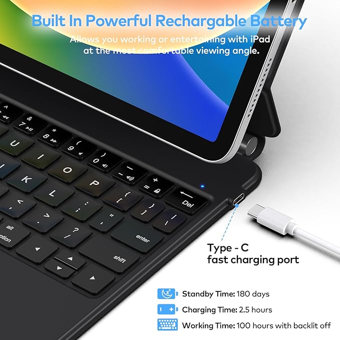 Keyboard Case for iPad 10th Generation 2022 & 11th (A16, 2025) – Magic-Style Keyboard with Multi-Touch Trackpad – Floating Cantilever Stand – Magnetic Case for iPad 10.9 inch 10th / 11th Gen.
