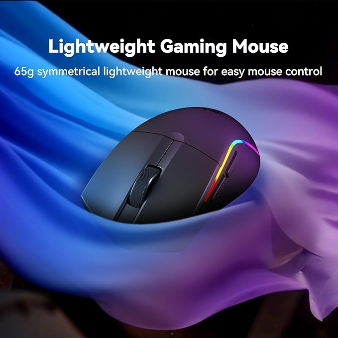 Redragon S107KS Wireless Gaming Keyboard and Mouse, RGB Backlit, 3 Mode (Wired/2.4G/BT), Up to 10,000 DPI Gaming Mouse with Software, Ultra Lightweight 65g, 25 Key Anti-Ghosting Keyboard for PC